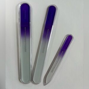 NEW SET OF 3 LUXURY PURPLE DOUBLE SIDED CRYSTAL GLASS NAIL FILES